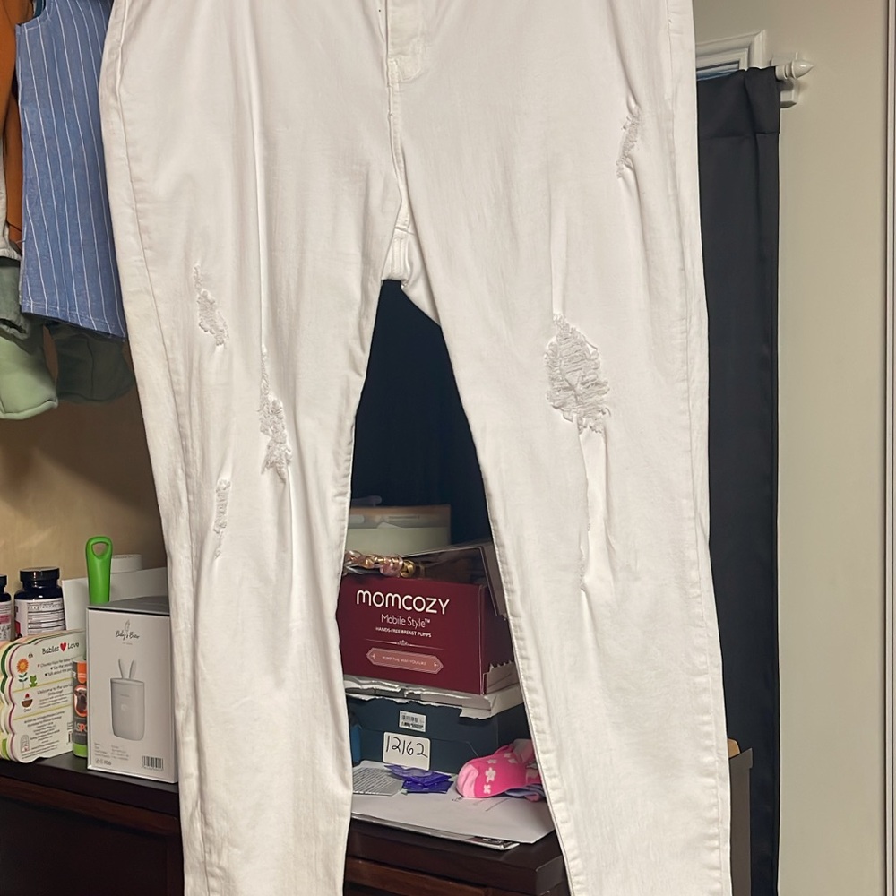 Women's White Distressed Jeans